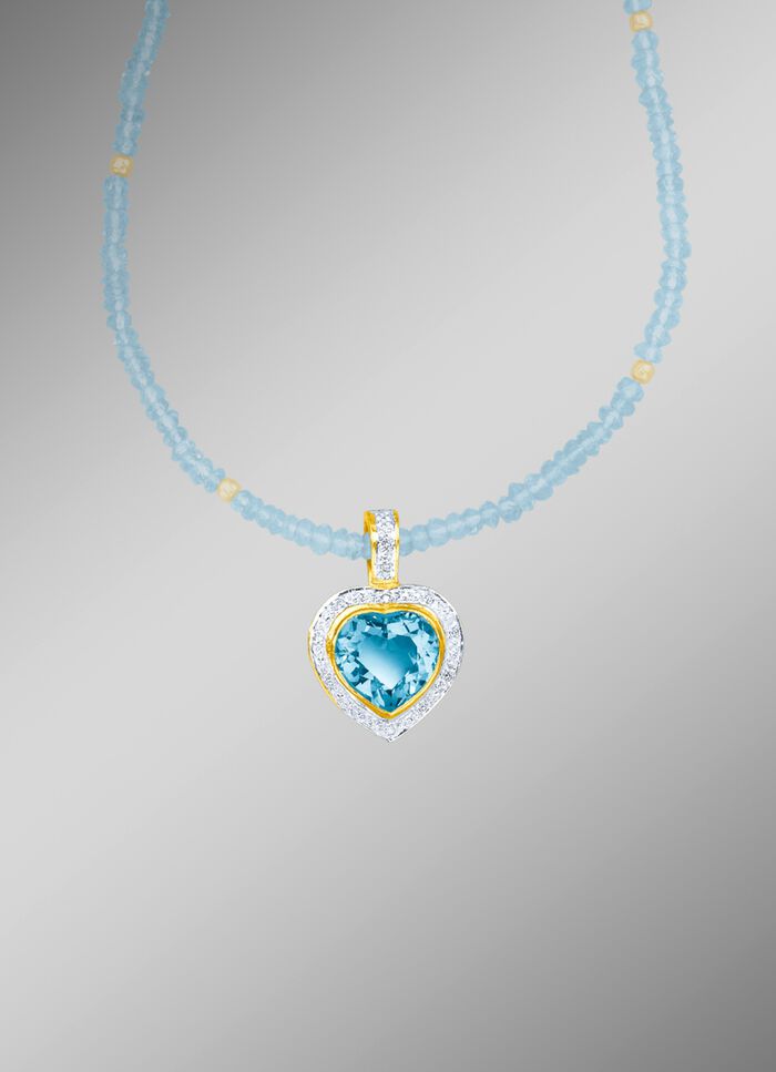 Anh&auml;nger mit Blautopas und  Diamanten 