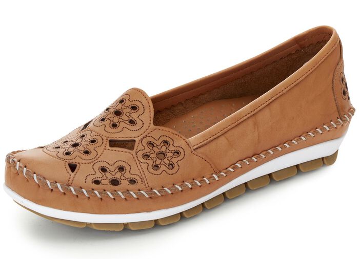 Gemini, leichte Damen-Slipper, Weite G, mit herausnehmbarem Fu&szlig;bett CAMEL
