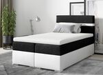 2-farbiges Boxspringbett mit Bettkasten und Topper 