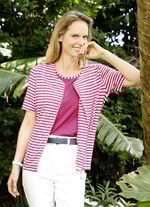 Shirtjacke mit garngef&auml;rbtem Ringeldessin 