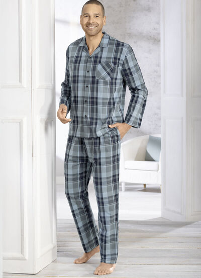 Comte-Schlafanzug mit durchgeknöpftem Oberteil 