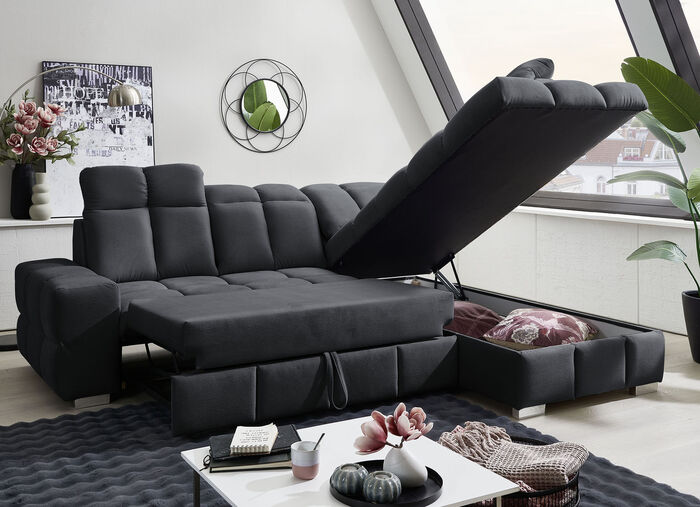 Polsterecke mit Funktion und verstellbaren Kopfstützen ANTHRAZIT