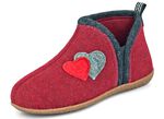 Hausschuh mit kontrastfarbenen Applikationen GRANATROT