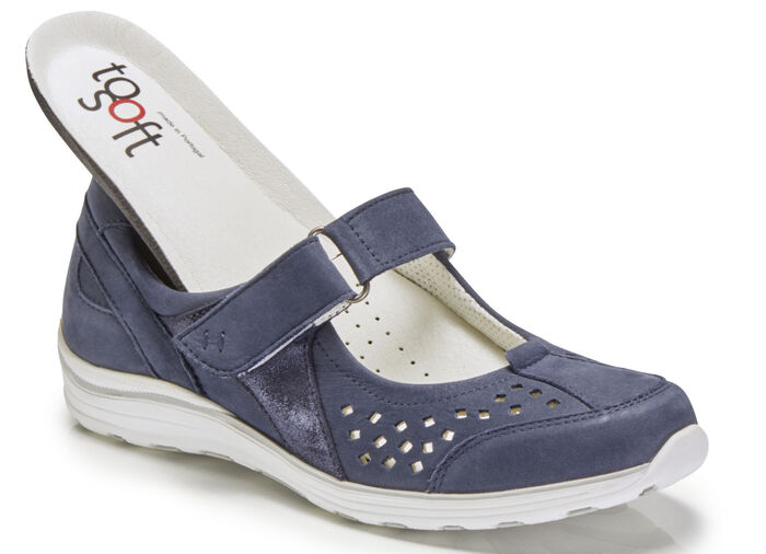 Toosoft Slipper mit zart schimmernden Bes&auml;tzen DUNKELBLAU