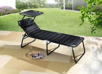 XXL-Liege mit Dach und 4-fach verstellbarer R&uuml;ckenlehne 