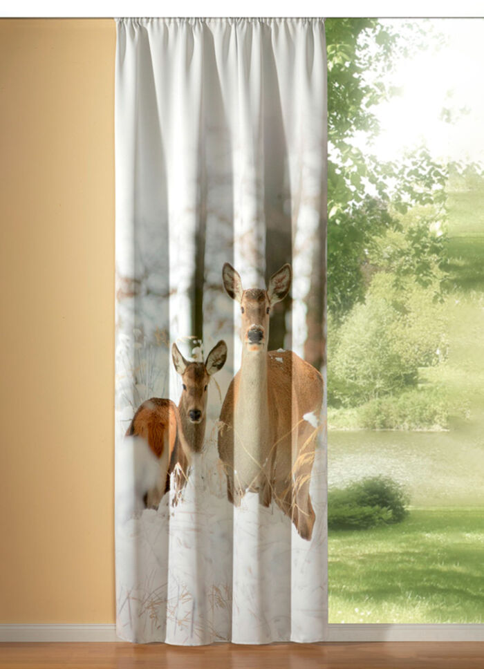 Digitalbedruckter Verdunkelungsschal, blickdicht und w&auml;rmeisolierend. 