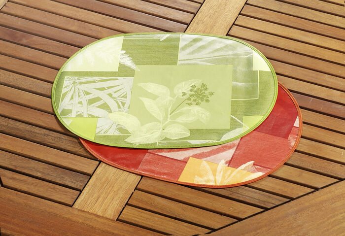 Wachstuch-Serie mit farblich abgestimmtem Schr&auml;gband GR&Uuml;N