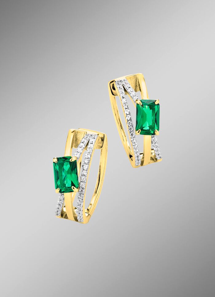 Vergoldete Klappcreolen mit Zirkonia 