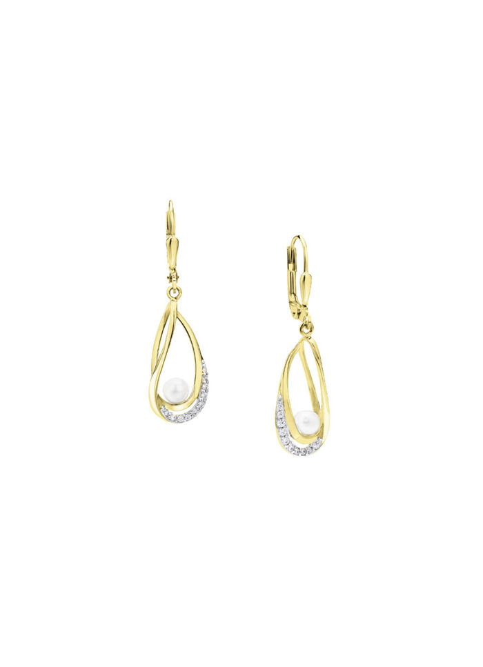 Ohrringe mit Süßwasser-Zuchtperlen und synth. Zirkonia 