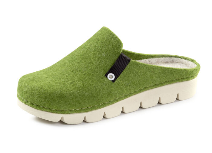 Laurina, trendige Damen-Hausschuhe, Weite G, mit anatomisch geformtem Fußbett APFELGRÜN