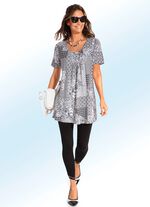 Longshirt mit Faltenlegung in 3 Farben SCHWARZ-WEISS