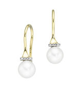 Ohrhaken mit S&uuml;&szlig;wasser-Zuchtperle und Brillanten 