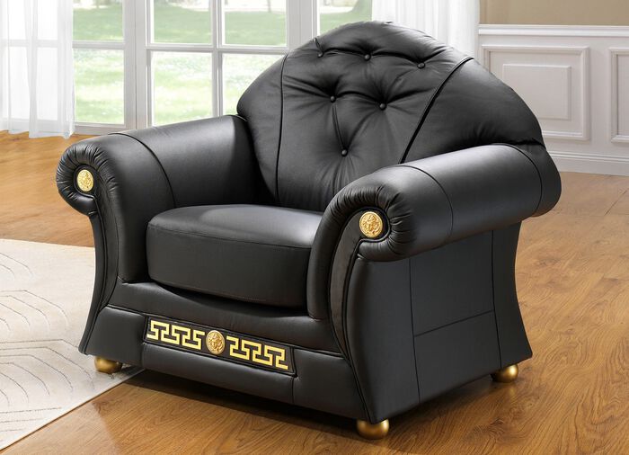 Frei im Raum aufstellbare Polsterm&ouml;bel mit echtem Lederbezug SCHWARZ