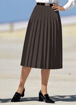 Rock mit figurg&uuml;nstigen Rundumfalten DUNKELBRAUN