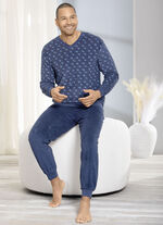 Schlafanzug aus Frottierstretch mit Bündchenabschlüssen 