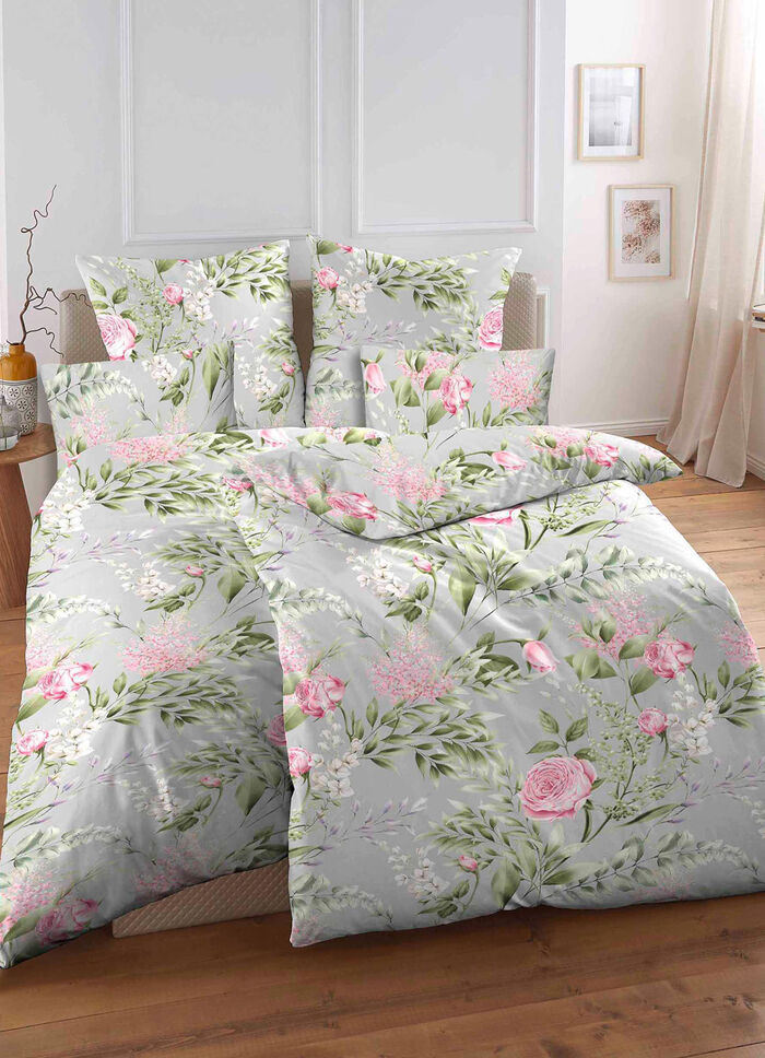 Biberna Bettwäsche-Garnitur in Renforcé-Qualität GRAU-BUNT