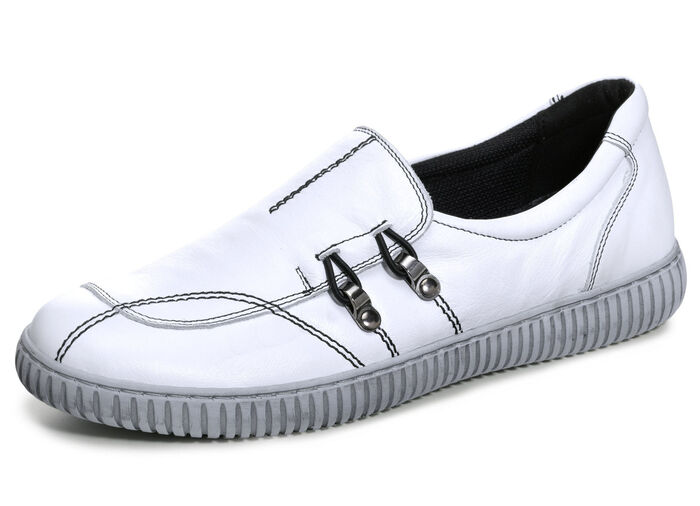 Gemini Slipper aus Rind-Nappaleder mit Zier&ouml;sen WEISS