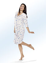 Dreierpack Nachthemden, 3/4-lange &Auml;rmel mit Spitze am Ausschnitt hellblau/rosa/ecru