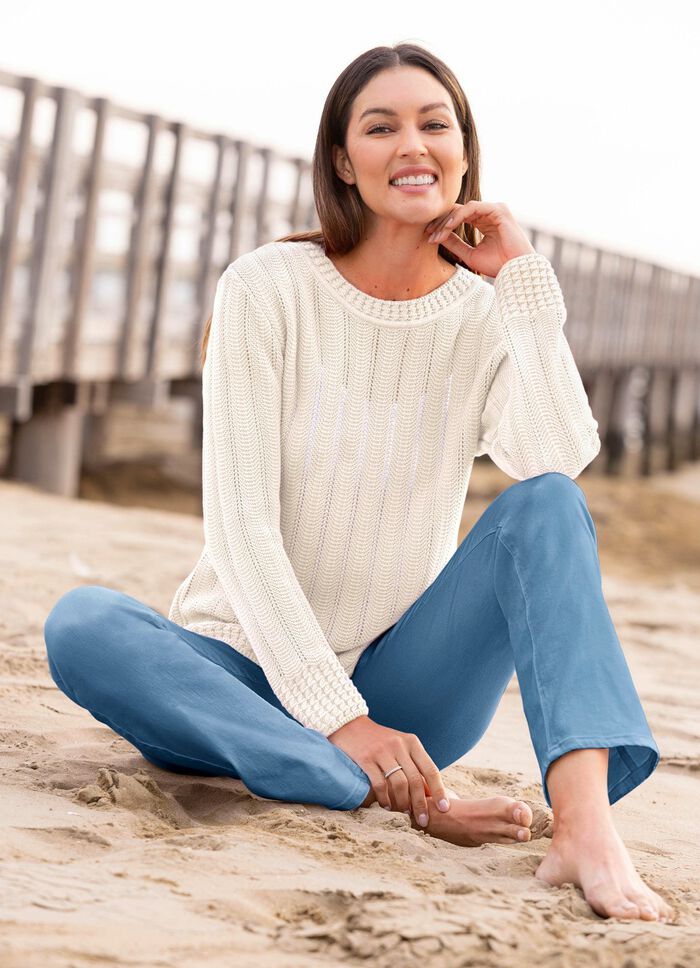 Pullover mit Ajourstreifen 