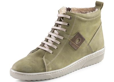 ELENA EDEN Schn&uuml;r-Bootie aus Nubukleder, mit Leder-Applikation 