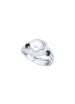 Damenring mit synthetischen Zirkonia und Süßwassser-Zuchtperle 