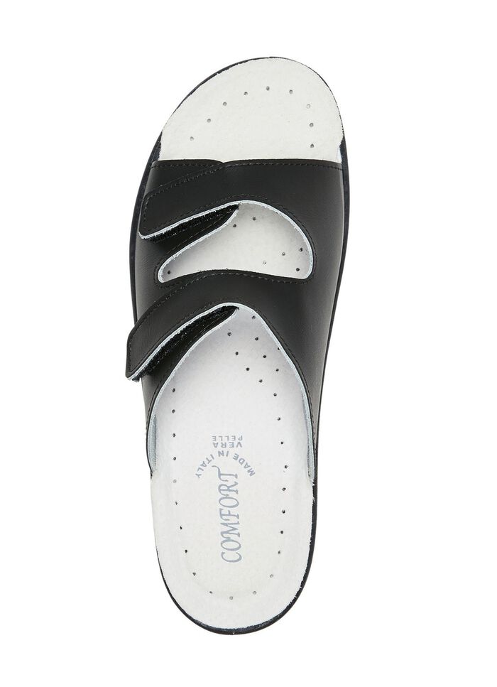 Zweierpack klassische Damen-Pantoletten, Weite H, mit Klettverschluss 1X WEISS, 1X SCHWARZ