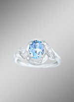 Moderner Damenring mit Blautopas und echt Weißtopas 