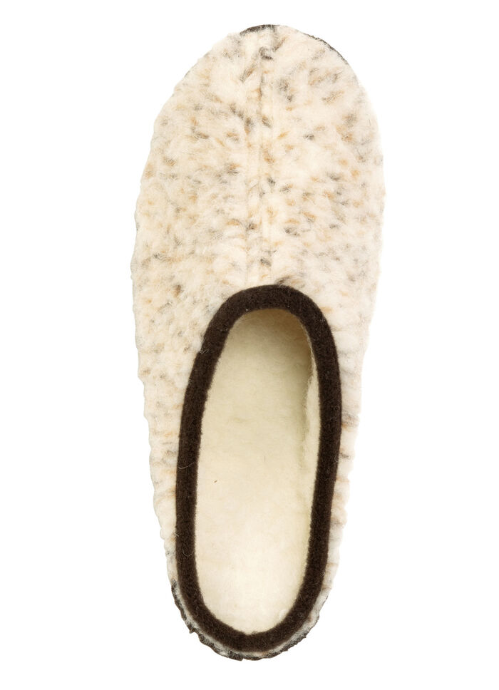 Pantoffel aus gesprenkeltem Wollplüsch BEIGE-BRAUN