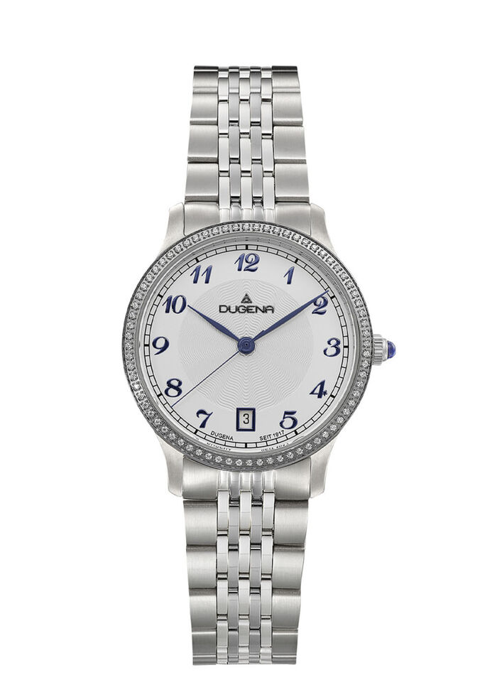 Dugena-Quartz-Damenuhr mit Edelstahlbandgehäuse 