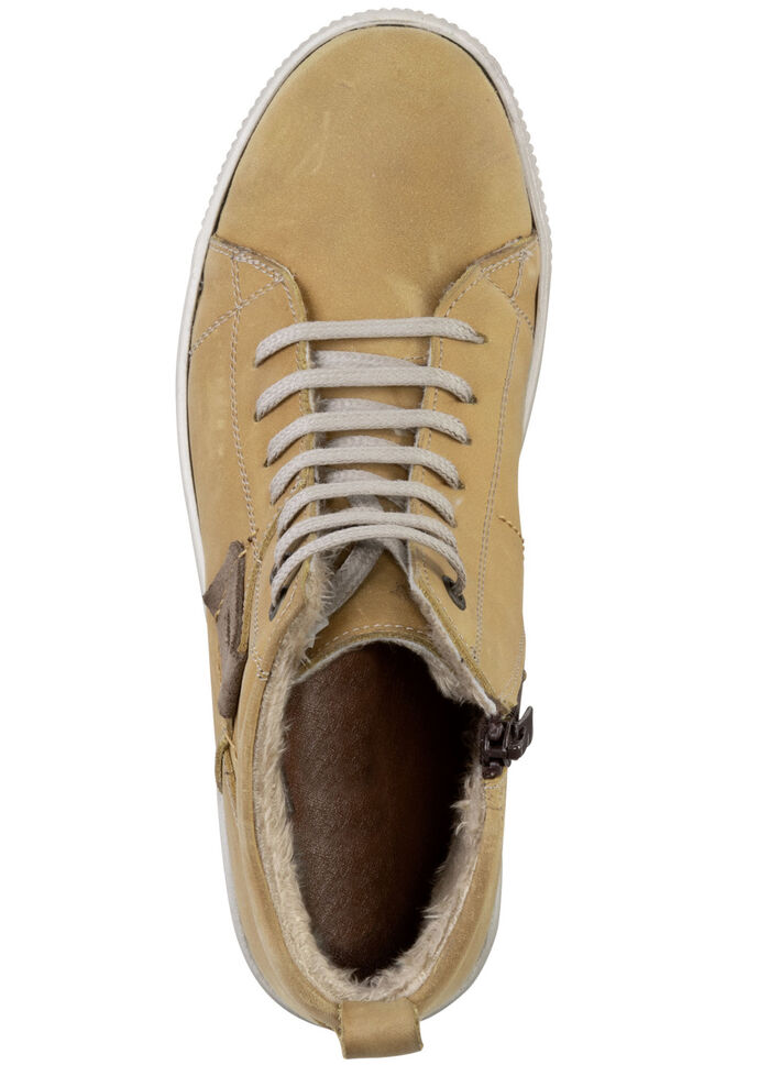 ELENA EDEN Schnür-Bootie aus Nubukleder, mit Leder-Applikation CURRY