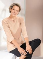 Shirt mit V-Schlitz und Schmuckzier 