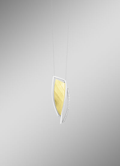Moderner Anh&auml;nger in Bicolor mit Zirkonia 