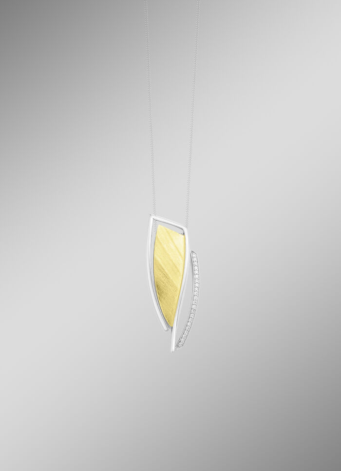 Moderner Anh&auml;nger in Bicolor mit Zirkonia 