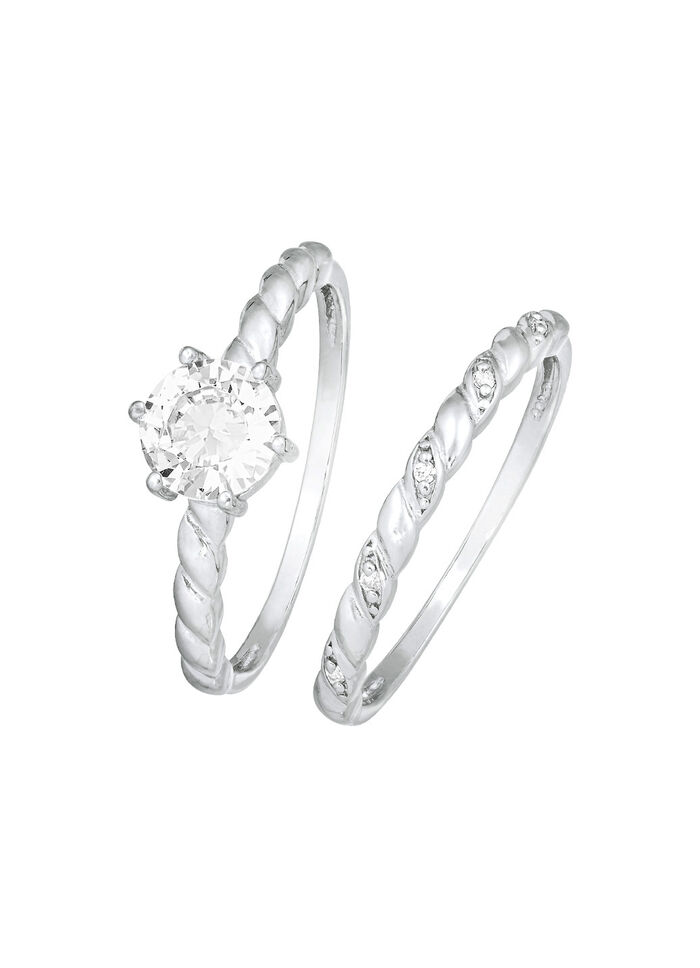 2-teiliges Ring-Set mit synth. Zirkonia 