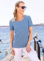 Shirt in geringelter Optik in 2 Farben ROYALBLAU-WEISS