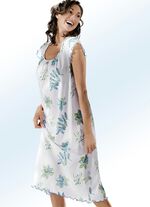 Nachthemd, Kurzarm mit Rundhals WEISS-T&Uuml;RKIS