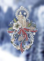 Fensterbild aus echter Plauener Spitze 