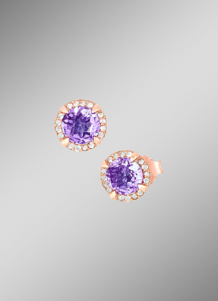 Funkelnde Ohrstecker mit echt Amethyst und echt Wei&szlig;topas 