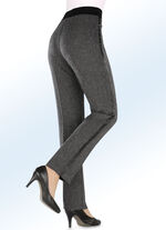 Edle Tweed-Hose mit Zierband mit Nappaleder-Imitat ANTHRAZIT
