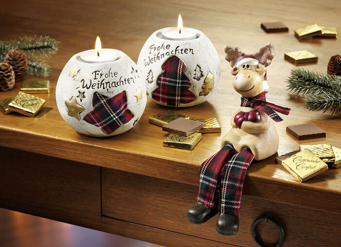 Tischdeko-Set inkl. Schokolade und 2 Teelichthaltern 