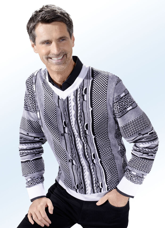 Aufwendig verarbeiteter V-Pullover 