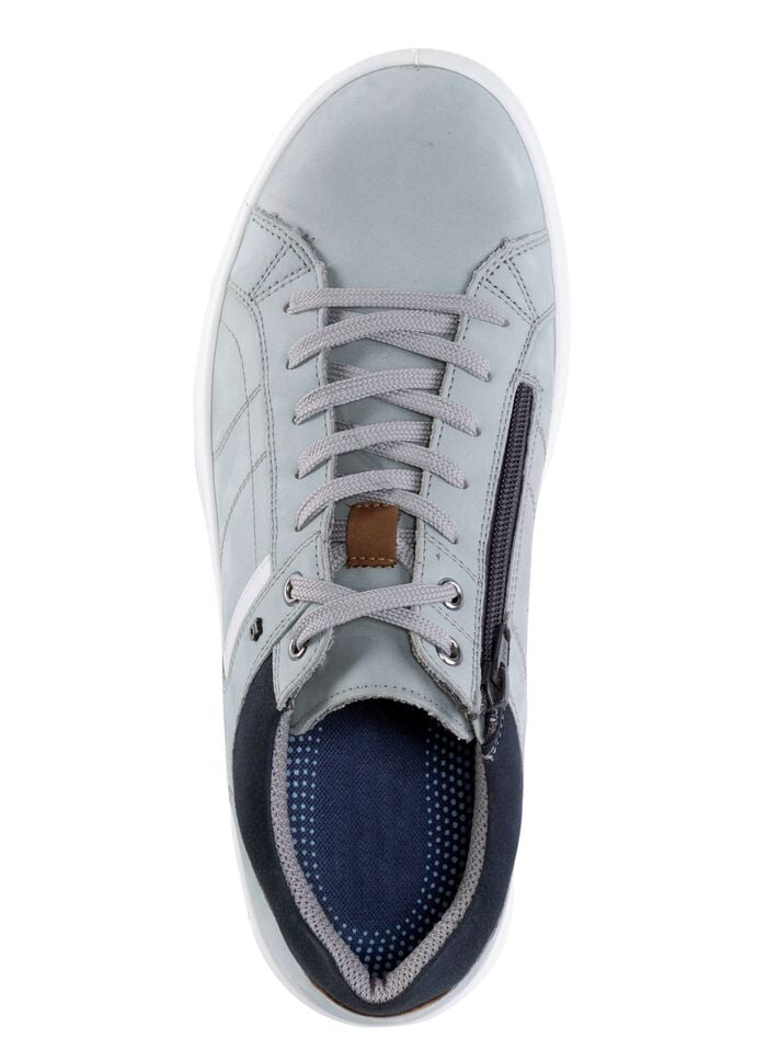 GINO GALANTE Schn&uuml;rschuh aus Nubukleder mit Kontrastbes&auml;tzen HELLGRAU-BLAU