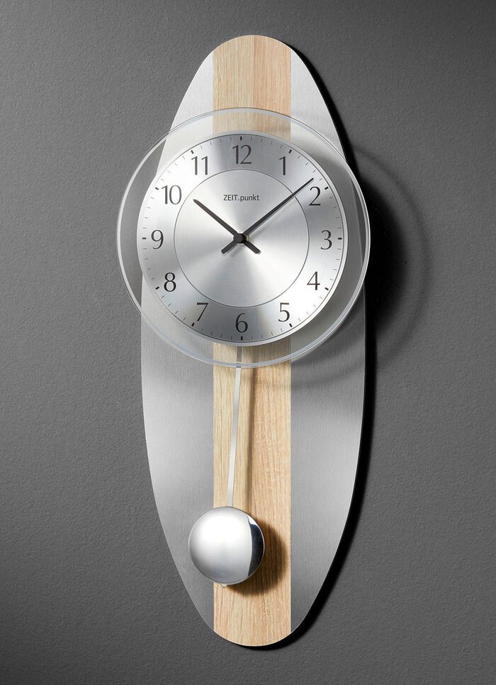 Wanduhr mit Funkuhrwerk SILBER-EICHE-SONOMA