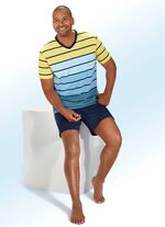 Shorty von AMMANN mit V-Ausschnitt und garngef&auml;rbtem Ringeldessin 