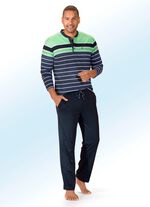 Hajo Klima Komfort Schlafanzug mit Knopfleiste, garngef&auml;rbtem Ringeldessin 