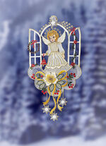 Fensterbild Engel aus echter Plauener Spitze 