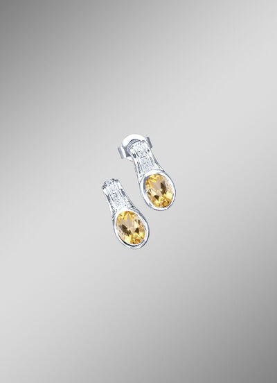 Ohrstecker mit echt Citrin und synth. Zirkonia 