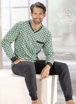 Schlafanzug mit V-Ausschnitt und  Bündchenabschlüssen 