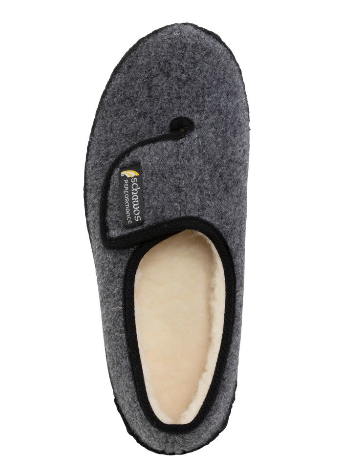 Gef&uuml;tterte Herren-Hausschuhe, mit Schurwolle ANTHRAZIT-SCHWARZ