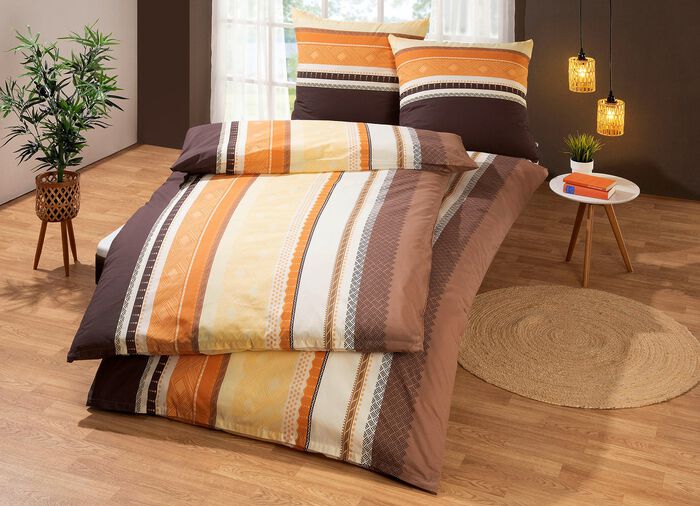 "DOBNIG" Bettw&auml;sche-Garnitur MARONE-GOLD